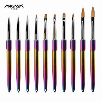 China ANGNYA Kolinsky Custom Acrylic Nail Art Brush Set Professional Durable 100% Pure Coating Brush Nail Art Brush Set for sale