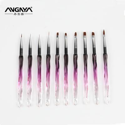 China Top Quality Professional NAIL Crystal Handle Brush Nail Care Set Different Shape Nail Art Brush for sale