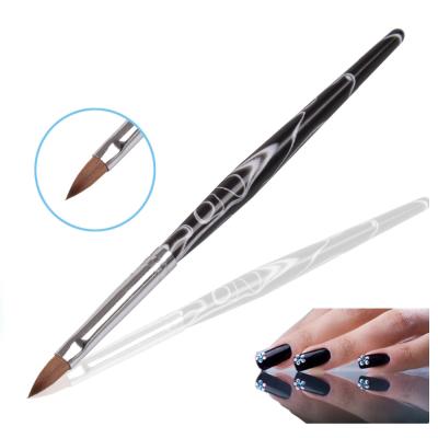 China DIY Nail Tools Wholesale 100% ANGNYA Pure Kolinsky Black Marble Wooden Nail 3D Handle Acrylic Hair Brush for sale