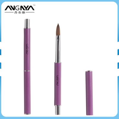 China Factory Supply ANGNYA NAIL Pure Hair Nail Acrylic Kolinsky Brush With Purple Metal Handle for sale