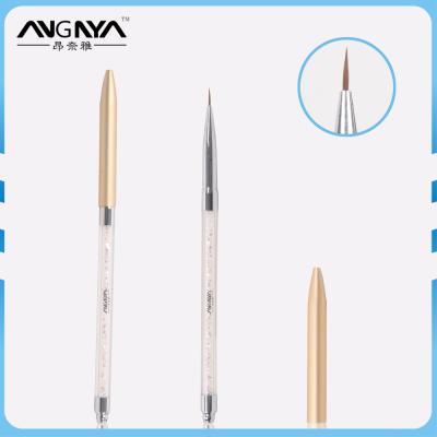 China NAIL ANGNYA Finest Glitter Acrylic Handles Nail Paint Brush With Gold Metal Cap for sale