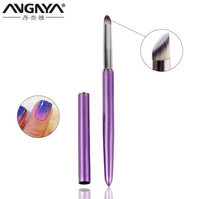 China Wholesale ANGNYA NAIL Factory New Arrival Diamond Logo Blooming Nail Art Brush With Purple Metal Handle for sale