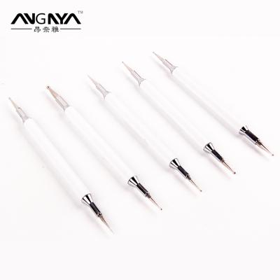 China Hot Sale 10 ANGNYA NAIL Different Size Pearl White Metal Handle Nail Art Dotting Tool for sale