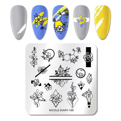 China Nail Art DIY ANGNYA Square Shape Metal Fish Butterfly Small Dotting Flower Pattern Nail Stamping For Nail Art for sale