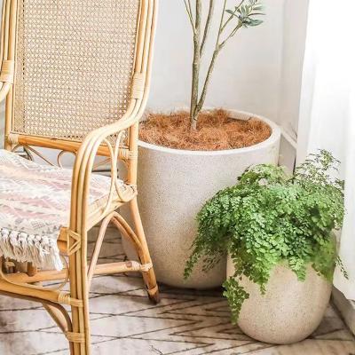 China Durable Wholesale Flower Pot Fiber Clay Cement Planter Pot Terrazzo Pots For Plant for sale