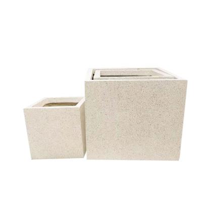 China Durable Material Square Planting Pot Flower Pot Small Fiber Clay Pot Small MOQ for sale