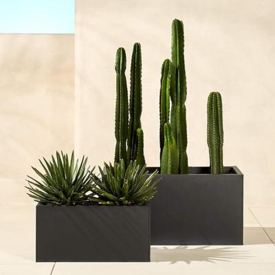 China Large And Versatile Long Durable Rectangle Fiberglass Planter With Visible Pores Pot Surface Clay Pot for sale