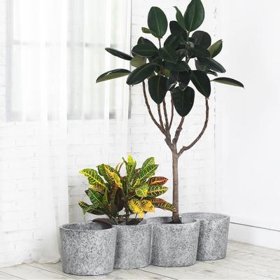 China Eco-friendly creative plain outdoor nordic flowerpot indoor fiberglass flowerpot cement color for sale