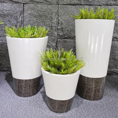 China Corrosion Resistance Indoor Decor Nordic Modern Potted Ceramic Flowerpot Round Flowerpot Smooth Fiberglass for sale