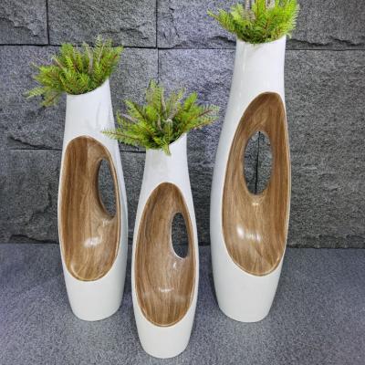 China Modern New Design Style Floor Fiberglass Flower Pots Decoration Garden Hotel Garden Hotel Engineering For Indoor Outdoor Planters for sale