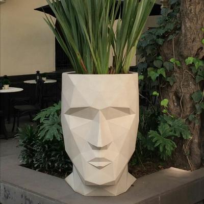 China Plant Face Decor Hotel Garden Flowerpot Corrosion Resistance Carving Fiberglass Outdoor Indoor Planter Nordic Large Potted Vase for sale