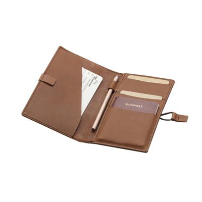 China Convenience Elastic Ties Lock Pencil Sleeve Travel Accessories Card Storage Leather Passport Holder for sale