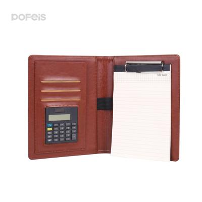 China General Size Wax Edge B5 Calculator Card Position Note Binder Business Organizer Executive Leather Portfolio Folder for sale