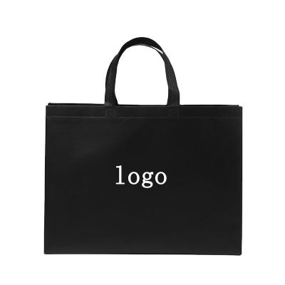 China Eco-Friendly Eco-Friendly White Custom Lamination Black Logo Fabrics Non-woven Grocery Bags Non-Woven Shopping Bag for sale