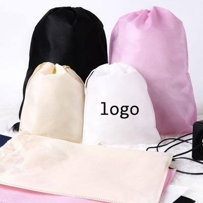 China Custom Logo Recyclable Eco Friendly Shopping Clothes Packing Storage Dust Bags Shoe Bag Drawstring Non Woven Gift Bag for sale