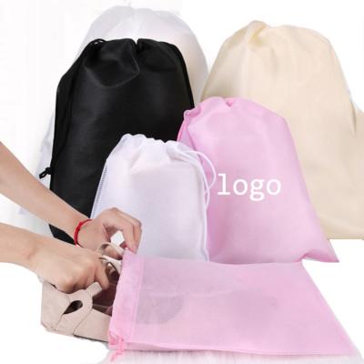 China Custom Logo Fabric Drawstring Dust Bag Shoe Storage Bag Packing Non Woven Drawstring Bag Eco-friendly for sale