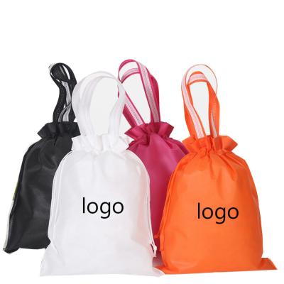 China Eco-friendly custom logo shoes clothes dust shopping non woven drawstring bag tote bags non woven drawstring bag with handle for sale