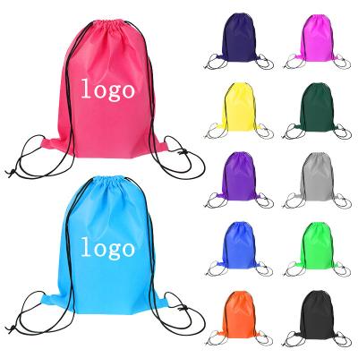 China Custom Drawstring Backpack Logo Drawstring Pouch Bag Gift Bags Draw String Bag Travel Backpack Non Woven Drawstring Backpack for sale