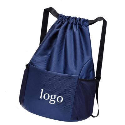 China Custom Waterproof Logo Lightweight Polyester Shopping Suction String Sports Gym Bag Drawstring Backpack for sale