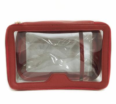 China High-end single transparent waterproof double layer large capacity PVC fashion custom custom makeup bag portable makeup bag for sale