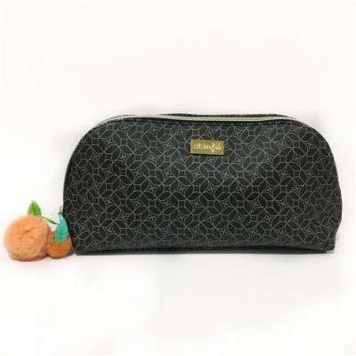 China Fashion Goods Luxury Good Quality PU Leather Black Makeup Cosmetic Bag for sale