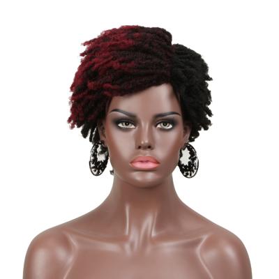 China Hot Selling Curly Curly Synthetic Hair Wigs For Women African Color Short Dreadlocks Wig Faux Locs Crochet Hair Braided Wigs for sale