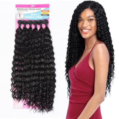 China Super Smooth Soft Heat Resistant Brazilian Water Wave Hair 30inches Long Bundles 260g In One Bundle Synthetic Water Wave Hair Extension for sale