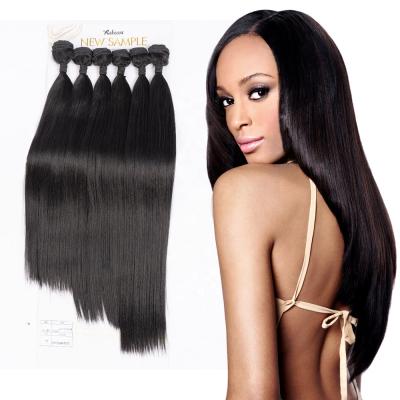 China Smooth Natural Black Heat Resistant Brazilian Hair 24inches Silky Straight Wave Hair Extension In One Bundle Synthetic Silky Straight Hair Bundles for sale