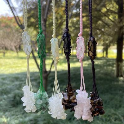 China Europe Natural Hexagonal Cone Chakra Gemstone DIY Woven Stone Pendant Car Spiritual Healing Multi Colorful Colorful Hanging Decor for sale