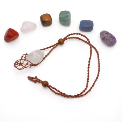 China New Bohemian BOHEMIA Tik-tok Amazon Healing Adjustable Handmade Gemstone 7 Chakra Pendant Necklace dropshipping for sale