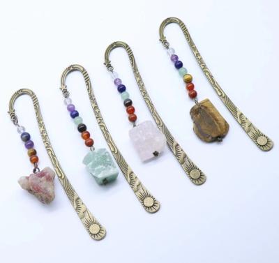 China Unique Vintage Metal Gemstone Energy Landmark Religious China Vintage Bronze With 7 Chakra Crystals Healing Stone Beaded for sale