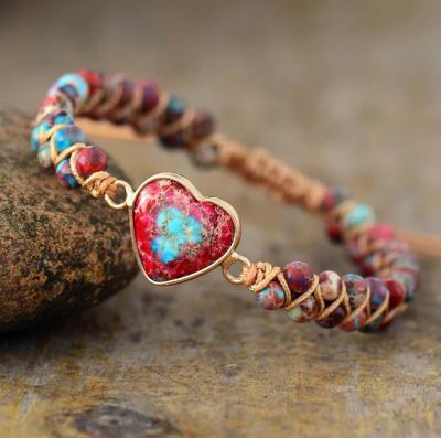 China CLASSIC Healing Inspirational Calm Balance Heart Stone Sediment Sea Galaxy Protection Meditation Spiritual Love Bracelet for sale