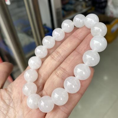 China Hot Selling Handmade 14mm white TRENDY wholesale 6mm 8mm10mm 12mm Jade Round Bead Bracelet Jewelry beautiful for sale