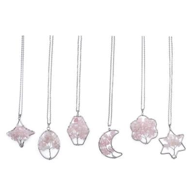 China Fashion Mother's Day Gift 6 Pcs Set AMAZONE Natural Healing Necklace Tree Of Life Stainless Steel Crystals Quartz, Moon, Star for sale