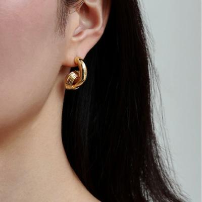 China High Quality Customized Sweet Cool Design Style Fashionable Fancy Brass Headset Stud Earring With 14k Gold Plated for sale