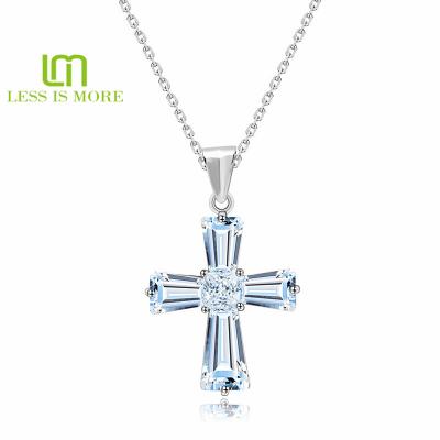 China Best Jewelry Rhodium Plated Brass Necklace From Amazon Brass Retailer Religious Cross Crystal Pendant With Zircon Stone for sale