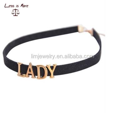 China ALLY Custom Make Gold Words Lady Neckerchief , Black Velvet Neckerchief Collar for sale