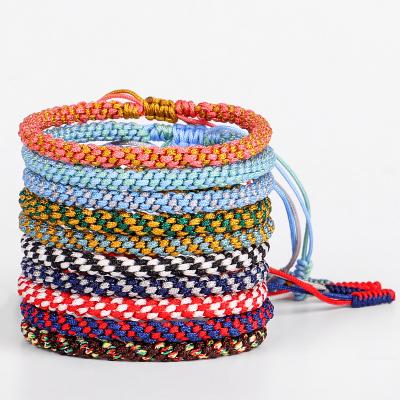 China High Quality Multi Color Handmade Woven Cotton Thread Twine Rope Tibetan Red Bracelet For Women Yoga DIY Jewelry for sale