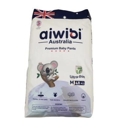 China AIWIBI Brand Premium Skin Friendly Printed Baby Diaper Pants Ultra Thin Super Soft Disposable Pants for sale