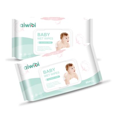 China Cleaning& Aiwibi Antibacterial Baby Wipes In Stock Private Label Flushable 80 Pcs Cleaning Wet Wipes Wholesale for sale