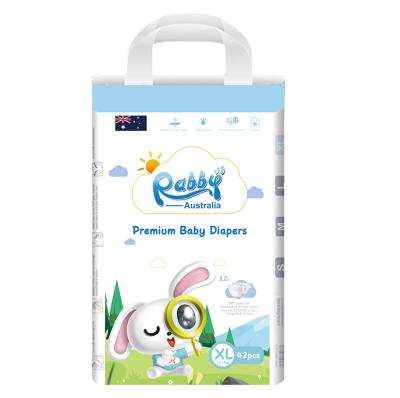 China Australia Rabby Brand Printed Premium Quality A Grade Baby Stripe Diaper Free Sample Custom OEM Nappy Diapers China Factory for sale