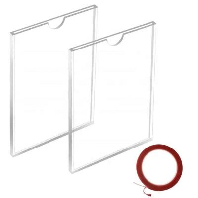 China Mordern A4 Size Clear Vertical Acrylic Wall Mount Sign Holder With 3M For Store for sale