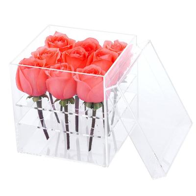 China Environmental Friendly Rectangle Acrylic Flower Box Competitive Price Clear Acrylic Flower Box for sale