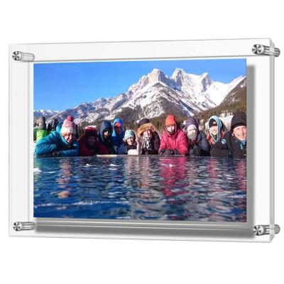 China New Design Handmade Freestanding Acrylic Wall Mount Floating Picture Frame for sale