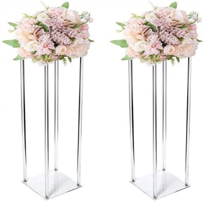 China Morden Fashion Acrylic Flower Stan Elegan Columns Pillars Modern Decorative Clear Large Crystal Chandelier Tabletop Wedding Centerpieces for sale