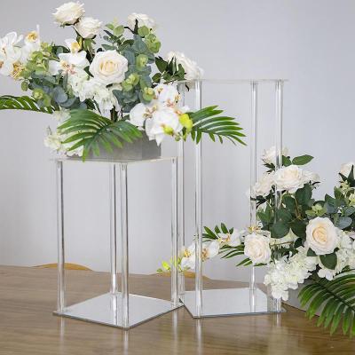 China Clear Acrylic Flower Stands Outdoor Wedding Large Morden Floor Vase Flower Stand Decoration Display Clear Acrylics for sale