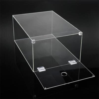 China Front Clear Empty Plexiglass Acrylic Stackable Transparent Custom Drop Magnetic Shoe Box Display Rack With Lid for sale