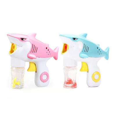 China Kids Summer Plastic Fun Playing Bubble Toys Double Inertia Shark Tube Bubble Gun for sale