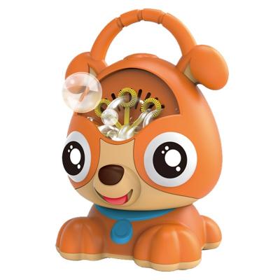 China Children Summer Cartoon Dog Plastic Bubble Machine Toy Electric Music Puppy Bubble Machine for sale