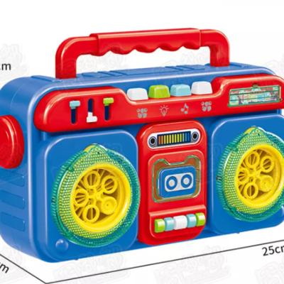 China Boombox Plastic Radio Bubble Machine Automatic Bubble Blower Maker With Solutions Play For Toddler for sale